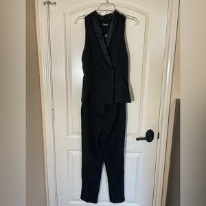 DO+BE Black Sleeveless Black Tuxedo Jumpsuit - Size Small